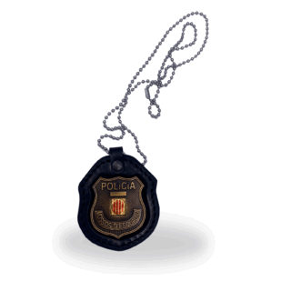 Portaplacas de paisano de cuero con cadena para Mossos d’Esquadra